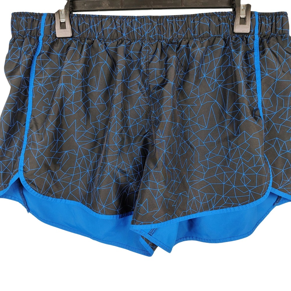 Hanes Womens XL Sport Running Shorts Blue Black Geometric Geometric Gorpcore